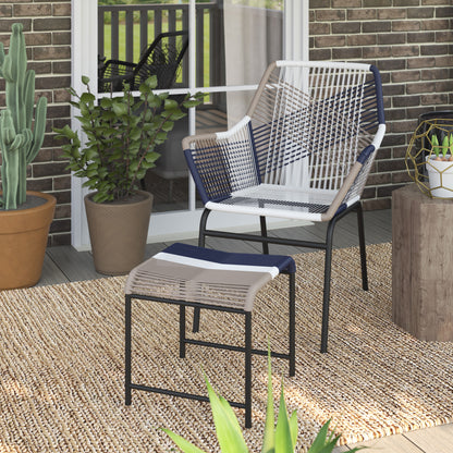 TK Classics Outdoor Wicker Contemporary Lounge Chair with Ottoman