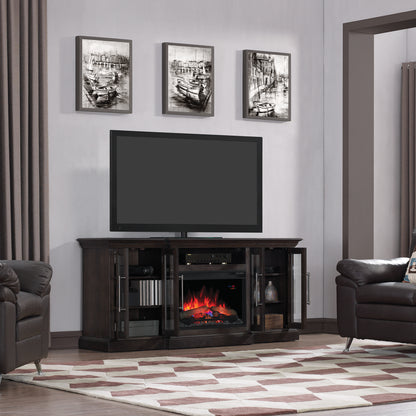 Grand TV Stand for TVs up to 80", Espresso Pine (Electric Fireplace Insert sold separately)