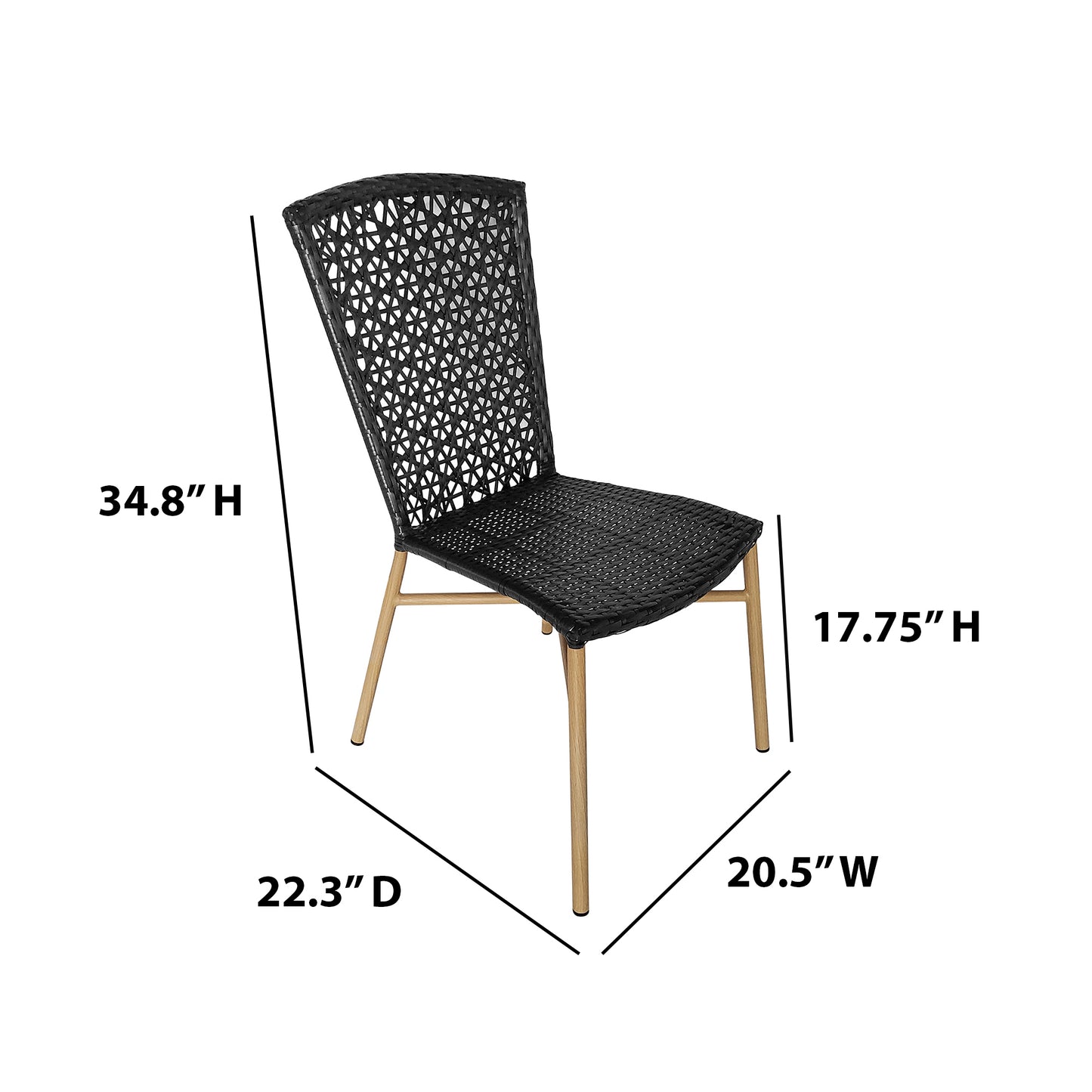 TK Classics 3 Piece Outdoor Dining Set with Tapered Legs