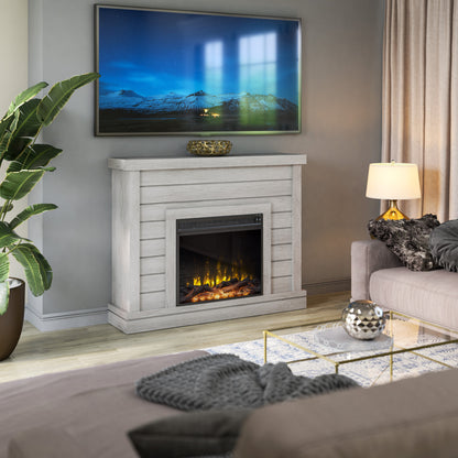 Shiplap Wall Mantel Electric Fireplace