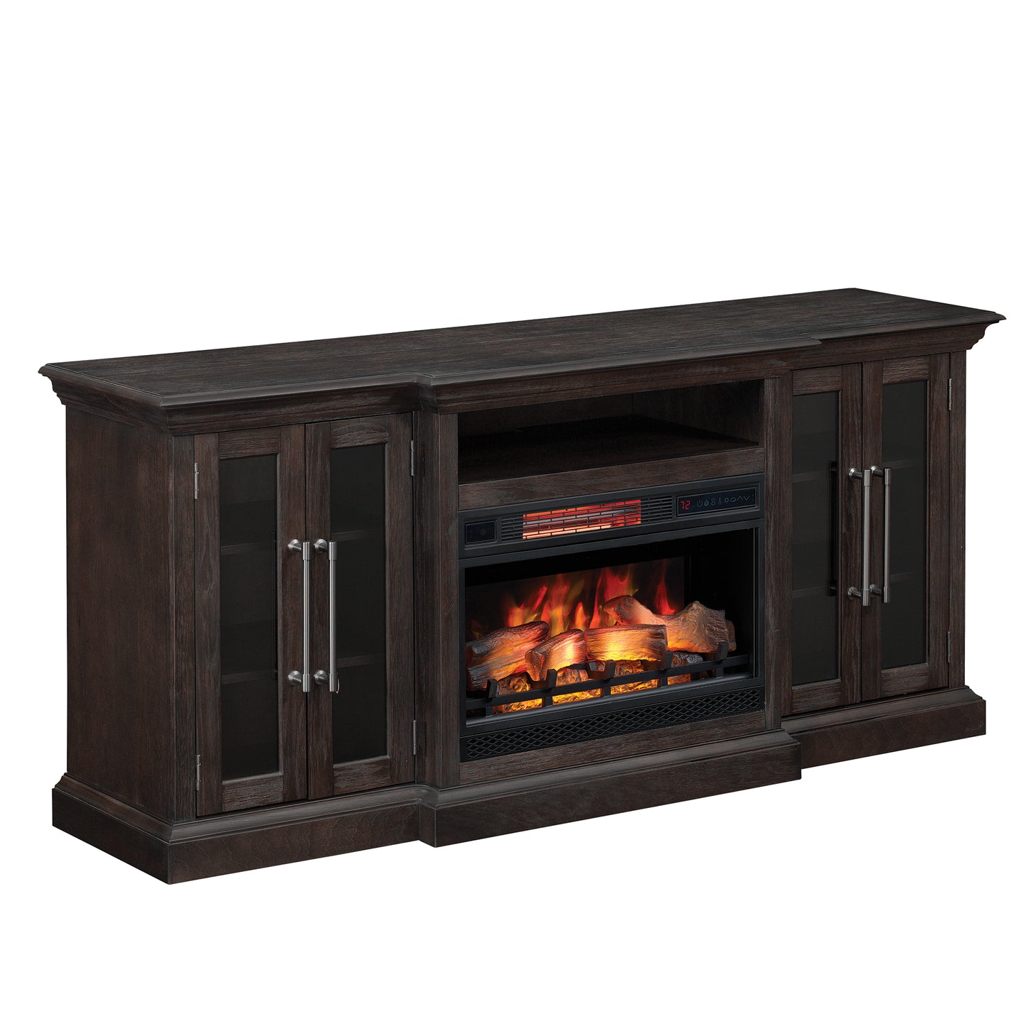 Grand TV Stand for TVs up to 80", Espresso Pine (Electric Fireplace Insert sold separately)