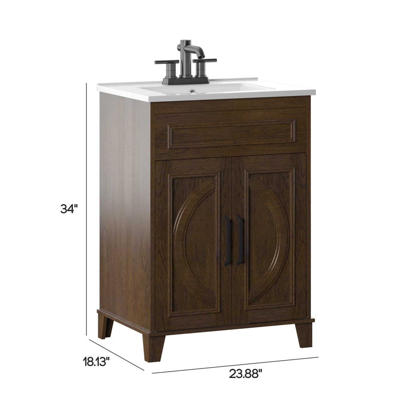 Renton 24" Single Bathroom Vanity with Decorative Mullions