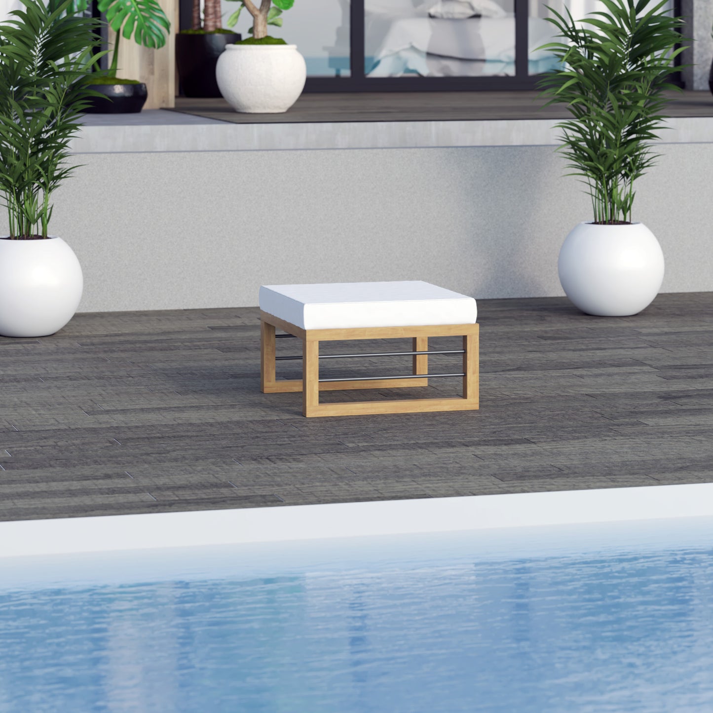 TK Classics Aluminum Outdoor Ottoman/Coffee Table