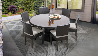 Belle 7 Piece Round Outdoor Patio Wicker Dining Set with Cushions