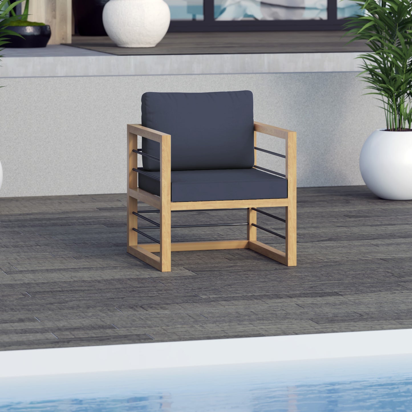 TK Classics Aluminum Outdoor Club Chair with Cushions