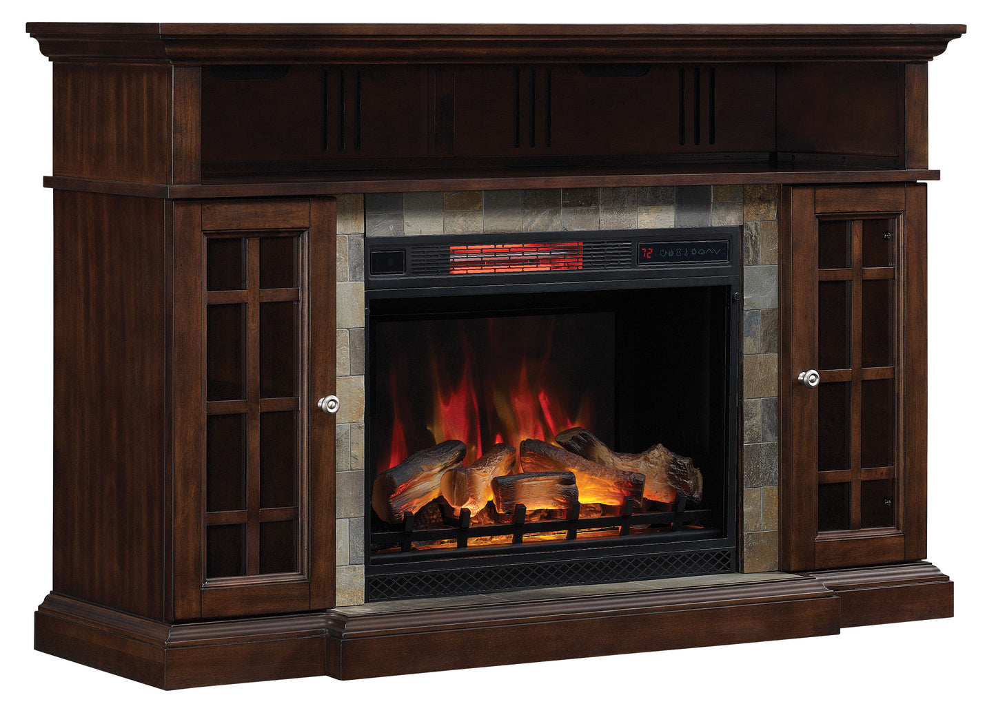 Lakeland TV Stand for TVs up to 65", Roasted Cherry (Electric Fireplace Insert sold separately)