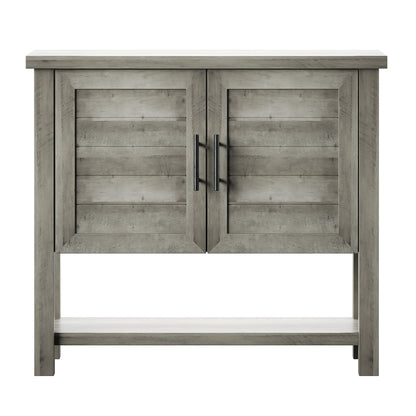 Console Table with USB Charging Ports and Louvered Doors