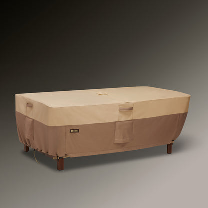 Classic Accessories Veranda's Best Waterproof Rectangle/Oval Patio Table Cover with Umbrella Hole