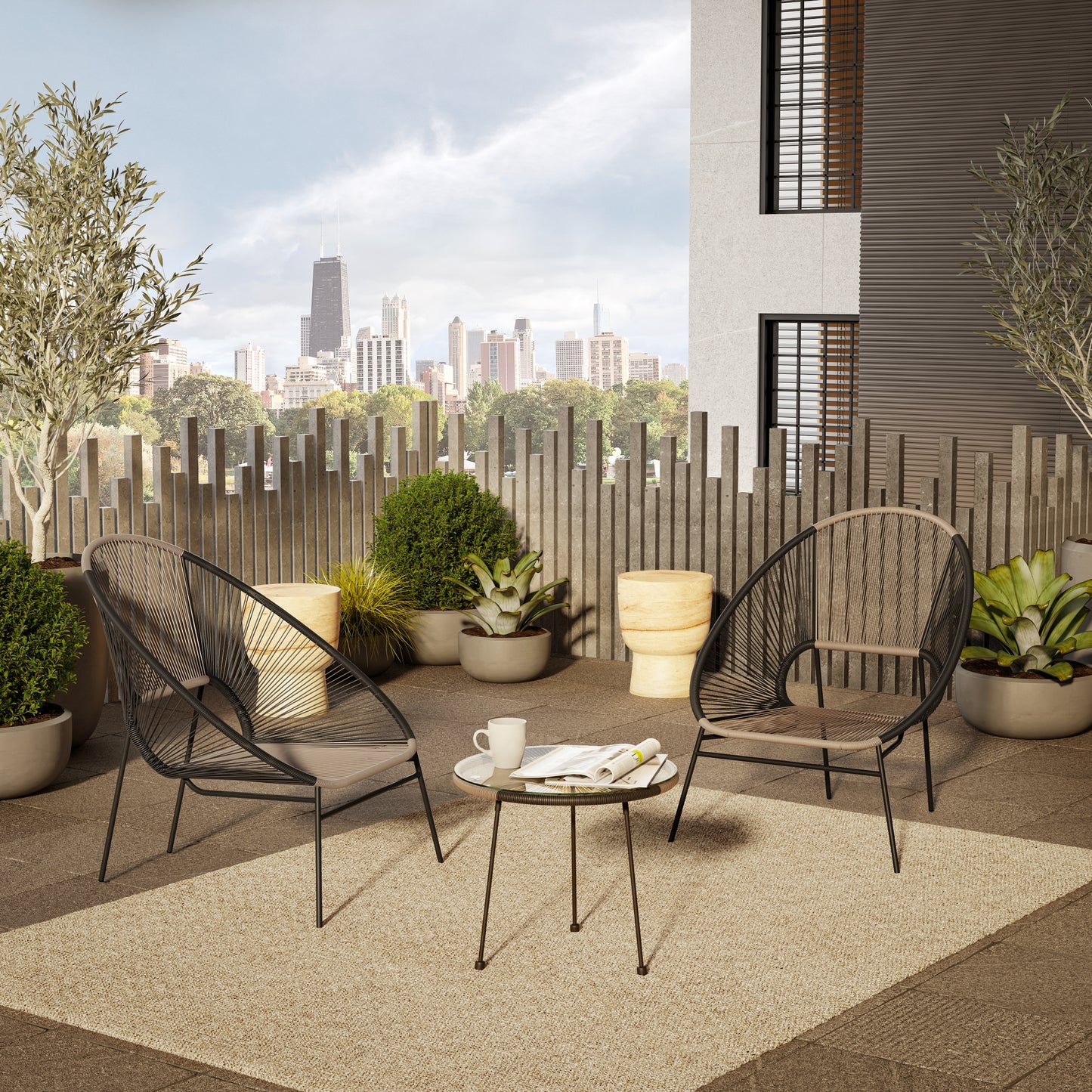 TK Classics Outdoor 3 Piece Outdoor Conversation Set