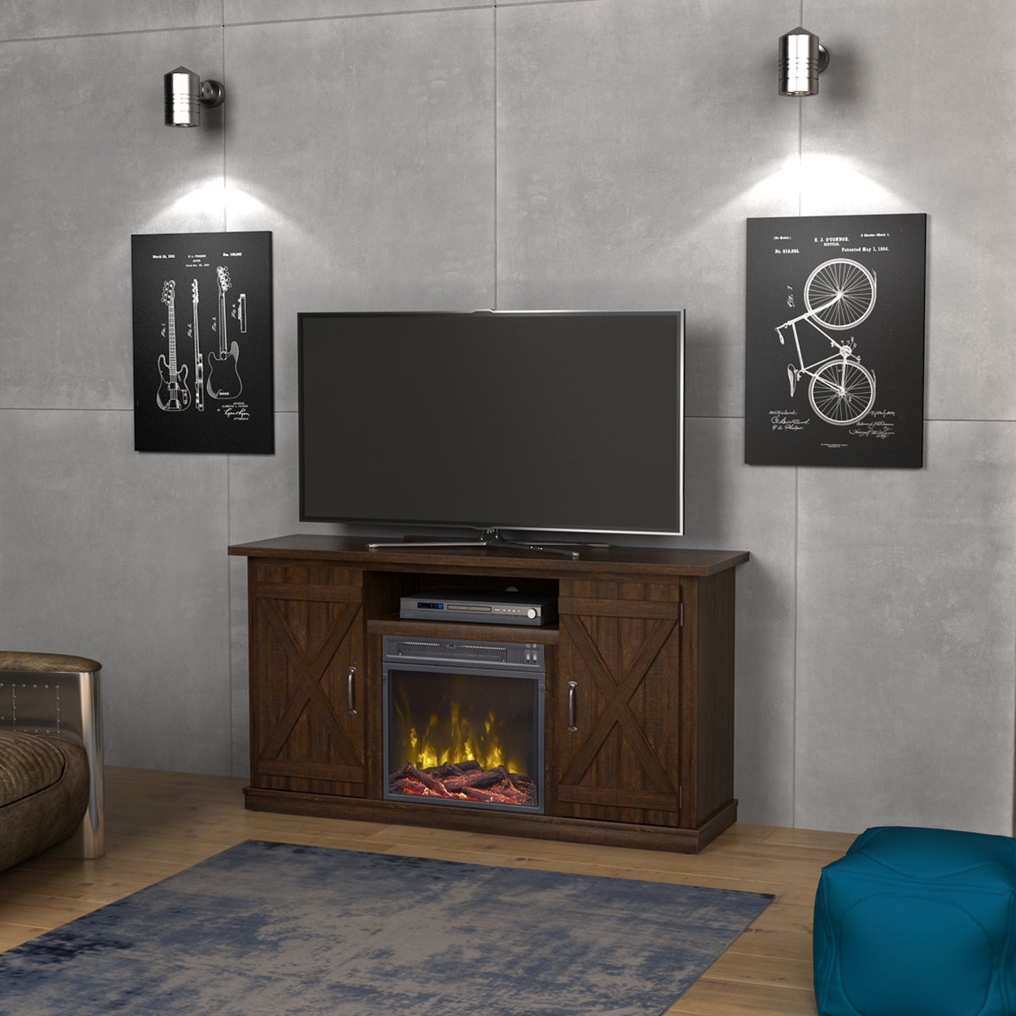 Cottonwood TV Stand for TVs up to 55" with Electric Fireplace
