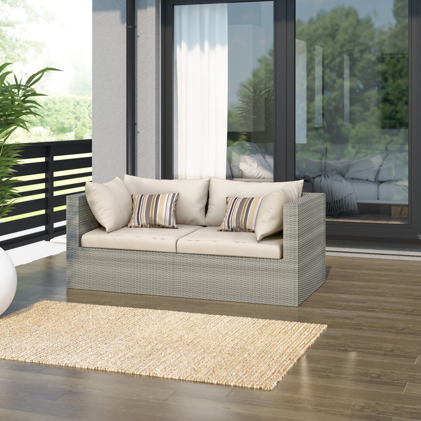 TK Classics 2 Piece Outdoor Sectional Loveseat