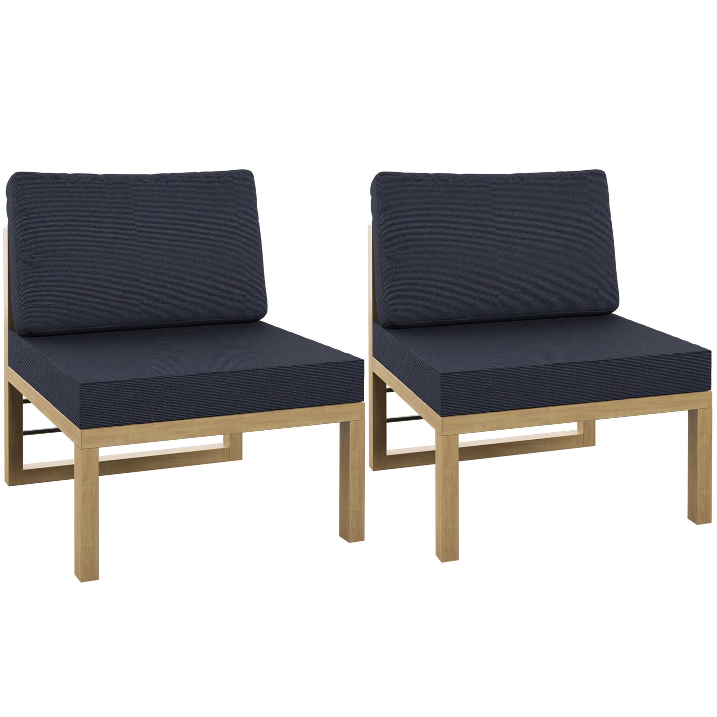 TK Classics Outdoor Aluminum Armless Sofa Seats, Set of 2