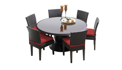 Belle 7 Piece Round Outdoor Patio Wicker Dining Set with Cushions