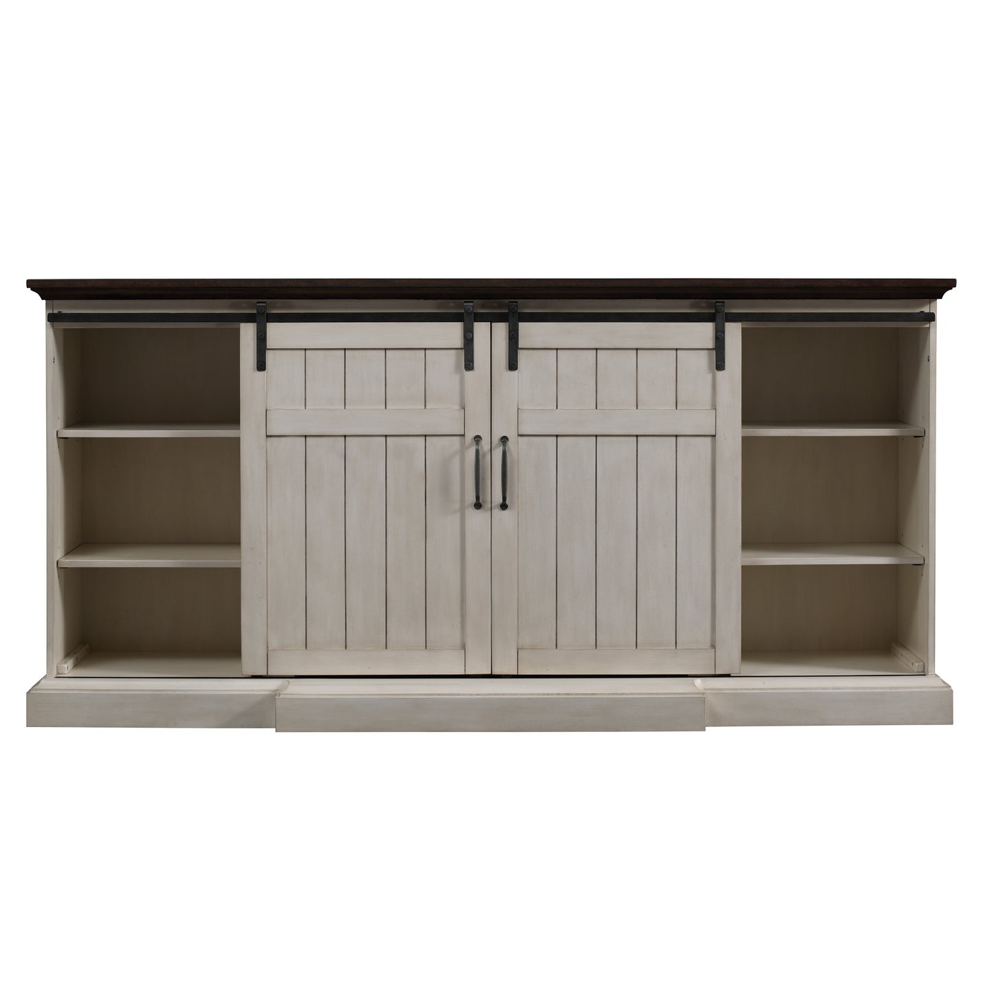 Cabaret TV Stand for TVs up to 80” with 32” 3D Infrared Quartz Electric Fireplace, Weathered White
