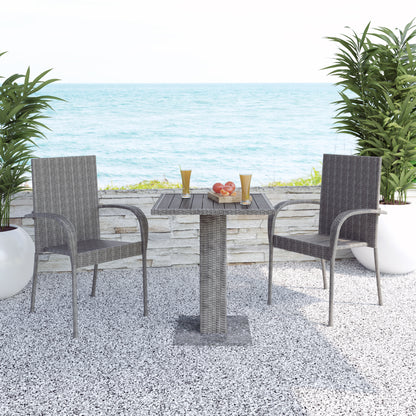 TK Classics® 3-Piece Wicker Outdoor Dining Set, Gray