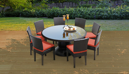 Napa 9 Piece Round Outdoor Patio Wicker Dining Set with Cushions