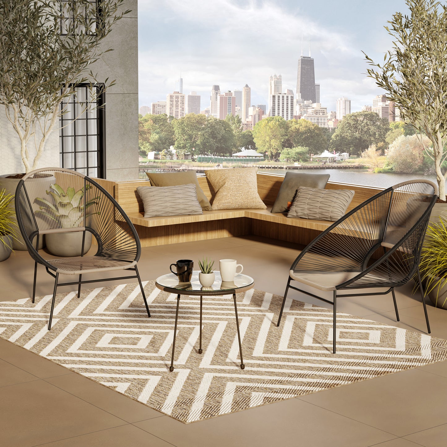 TK Classics Outdoor 3 Piece Outdoor Conversation Set