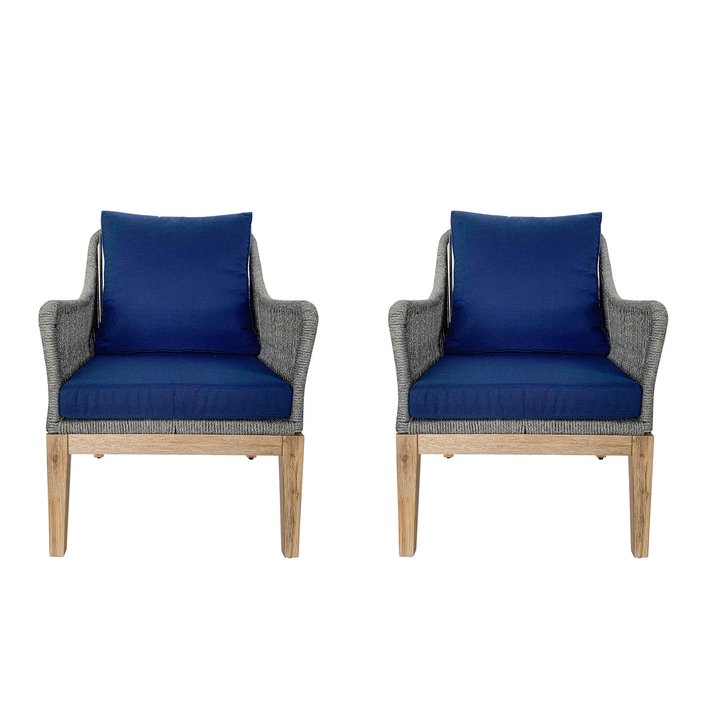 TK Classics Set of 2 Outdoor Arm Chairs with Cushions