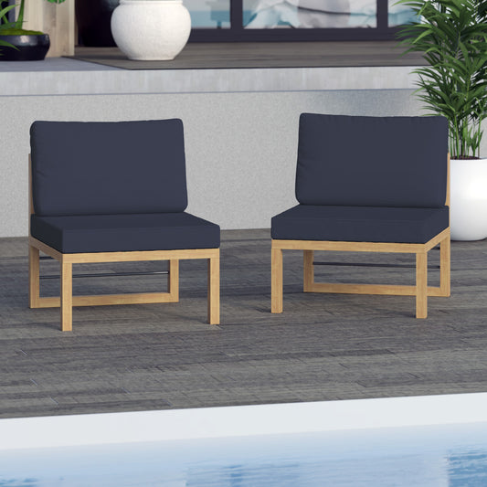 TK Classics Outdoor Aluminum Armless Sofa Seats, Set of 2