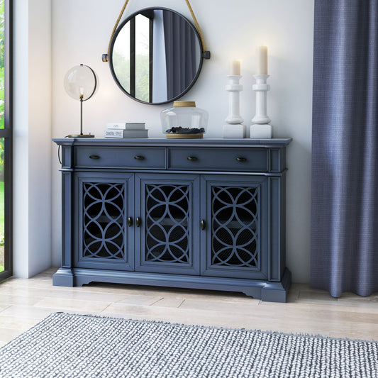 Twin Star Home 52" Sideboard with Drawers and Accented Glass-Front Cabinets