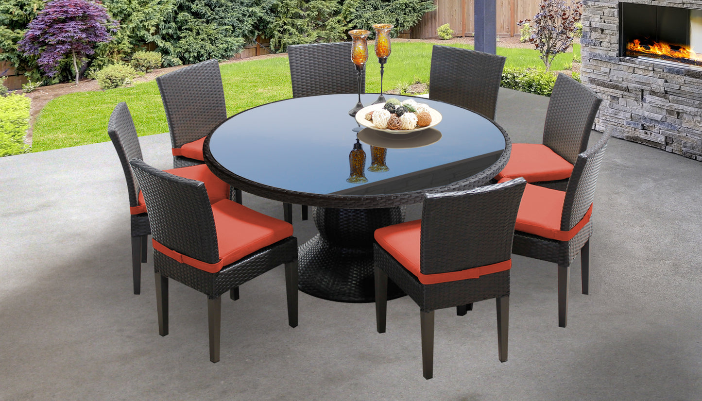 Napa 9 Piece Round Outdoor Patio Wicker Dining Set with Cushions