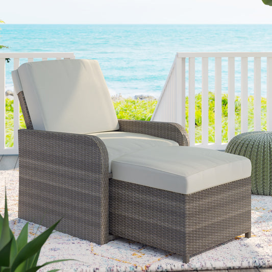 TK Classics Club Chair with Ottoman in Gray Wicker