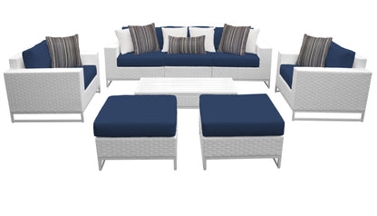 Miami 8-Piece Wicker Outdoor Furniture Set with Aruba Cushions