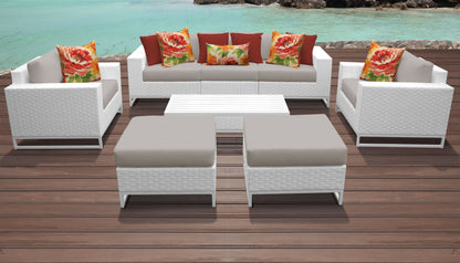 Miami 8-Piece Wicker Outdoor Furniture Set with Aruba Cushions
