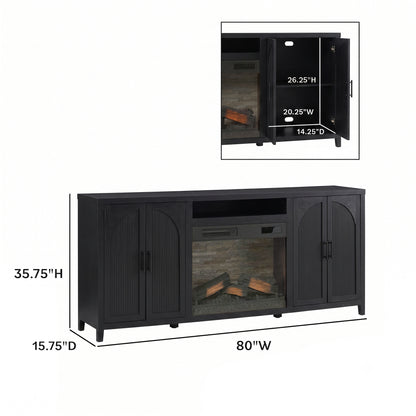 Sasha 80" Modern Reeded TV Stand with duraflame® Smart Electric Fireplace