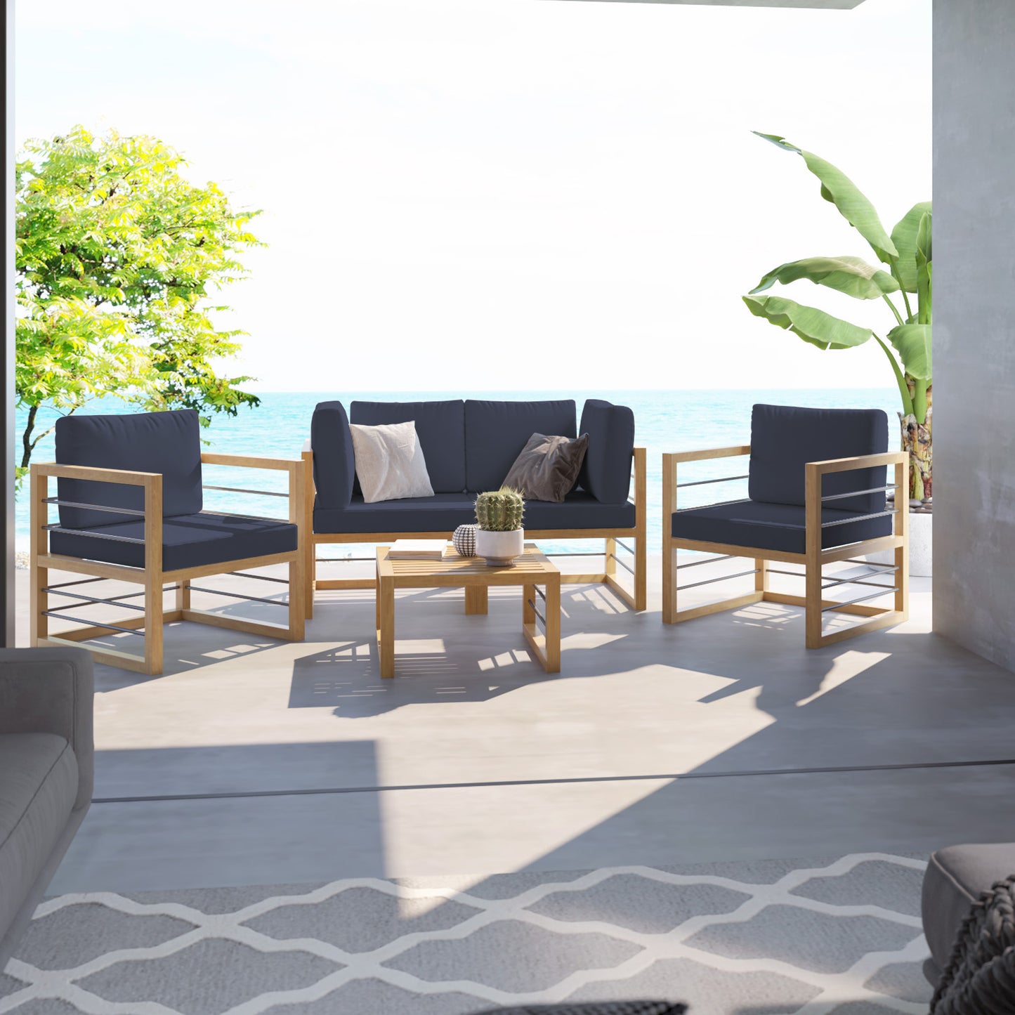 TK Classics 5 Piece Aluminum Outdoor Conversation Set