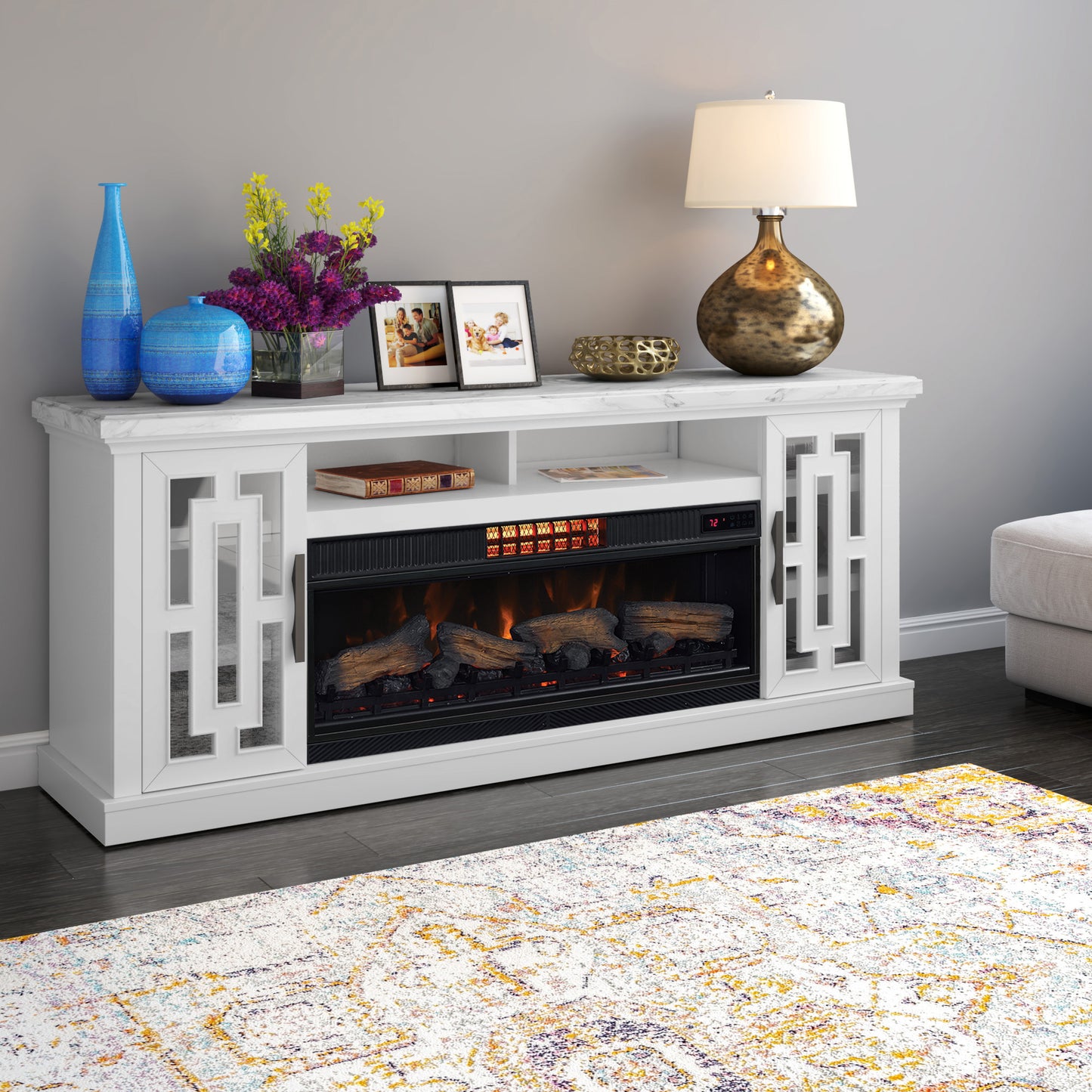 Tresanti® Kerrigan TV Console with ClassicFlame® CoolGlow® 2-in-1 Electric Fireplace and Fan