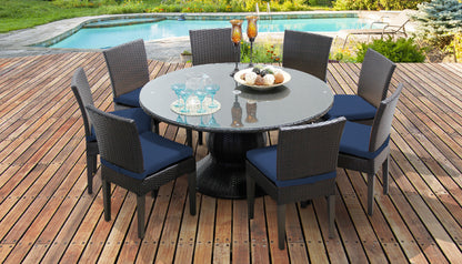 Napa 9 Piece Round Outdoor Patio Wicker Dining Set with Cushions