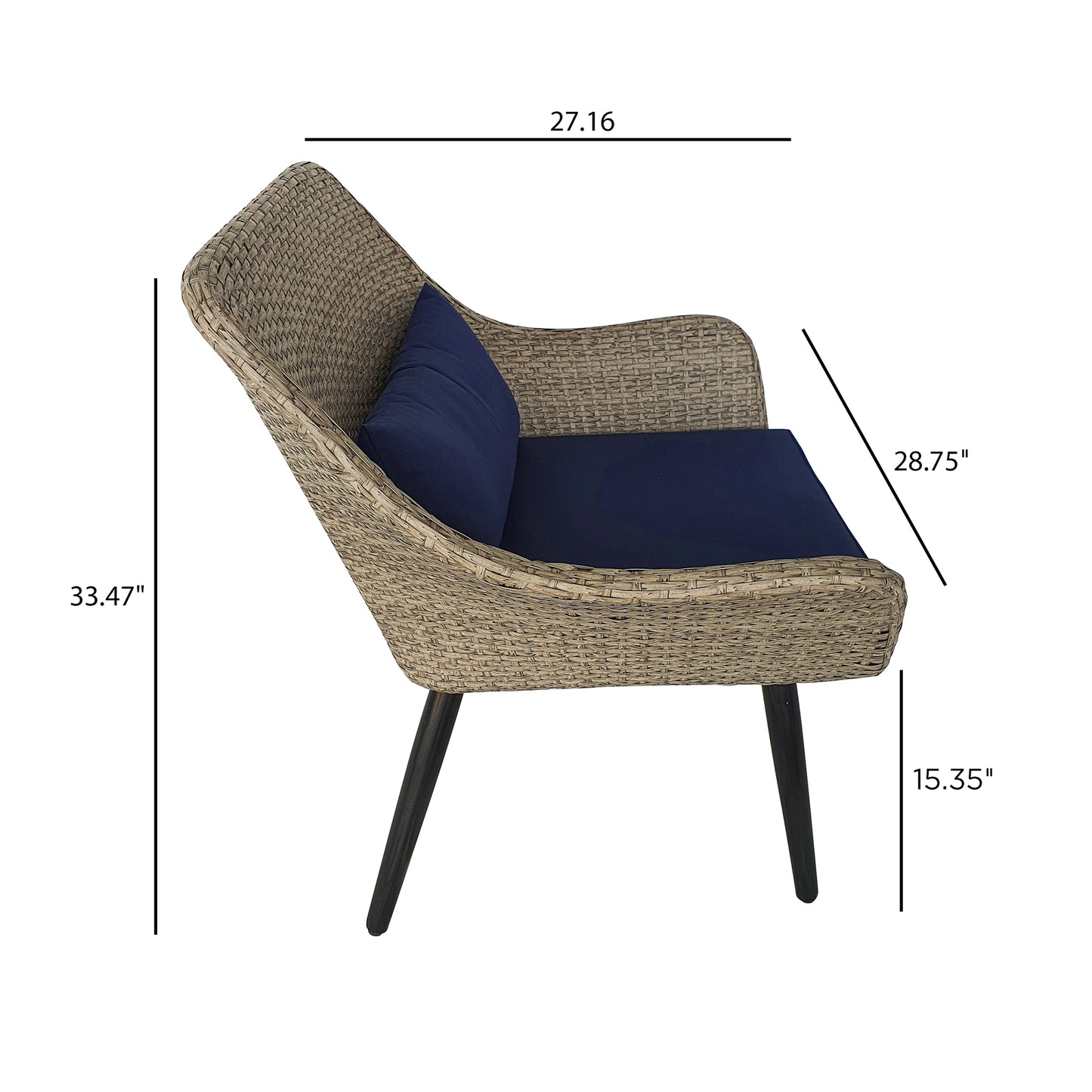 TK Classics Outdoor 3 Piece Conversation Set with Cushions