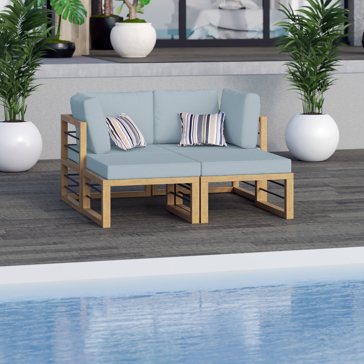 TK Classics 4 Piece Aluminum Outdoor Sectional Sunbed