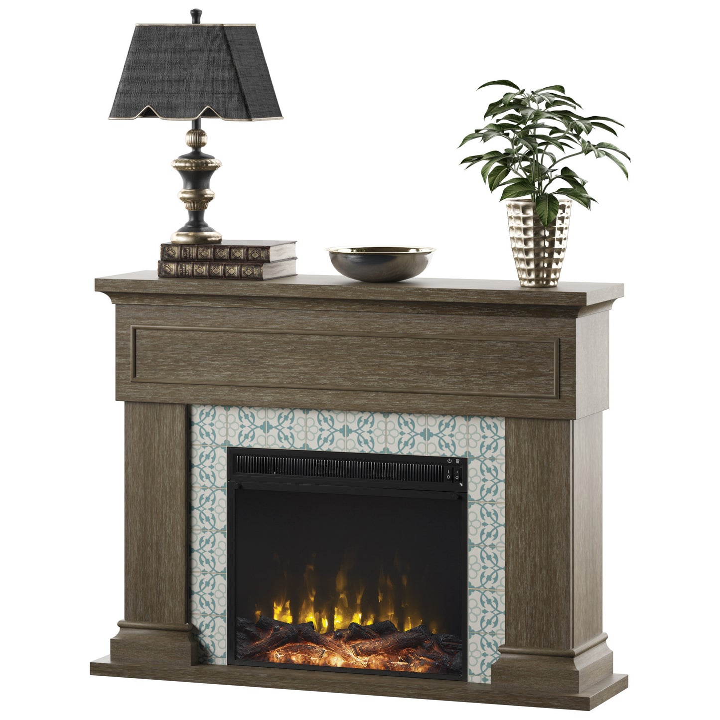 Wall Mantel Electric Fireplace with Reversible Surround