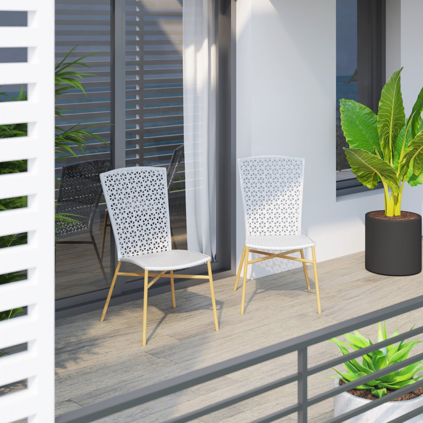 Set of 2 Outdoor Dining Chairs