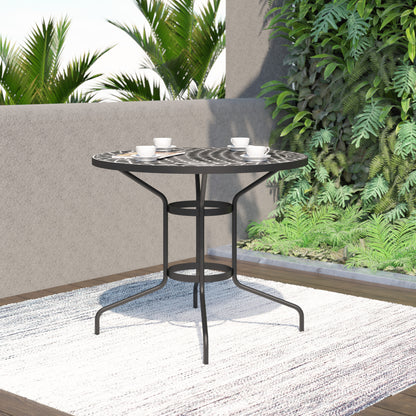 TK Classics Round Outdoor Dining Table with Black Mosaic Tabletop, 35"W