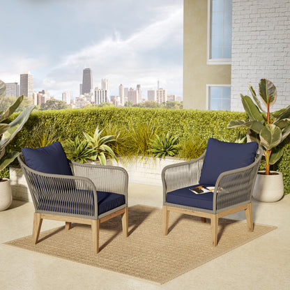 TK Classics Set of 2 Outdoor Arm Chairs with Cushions