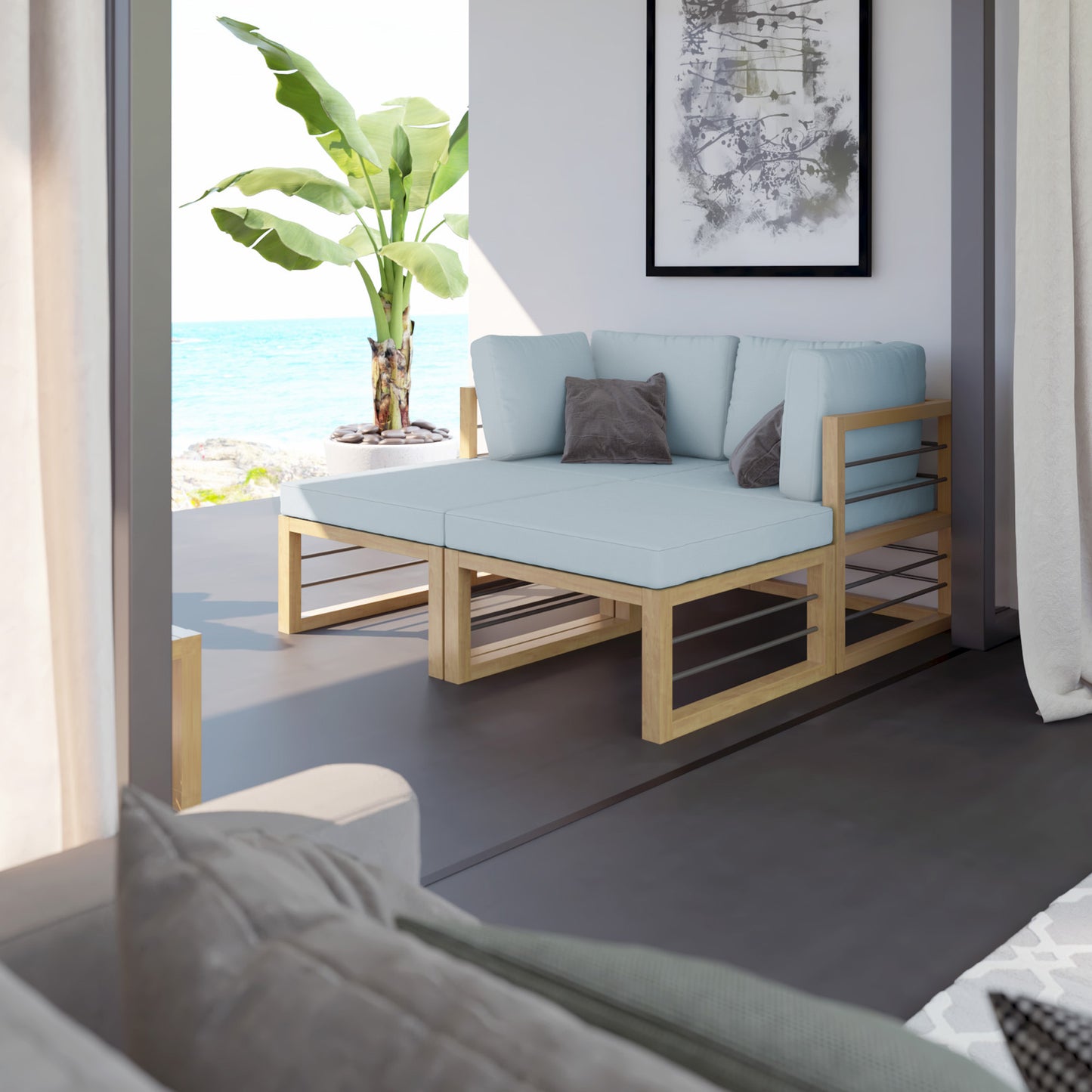 TK Classics 4 Piece Aluminum Outdoor Sectional Sunbed