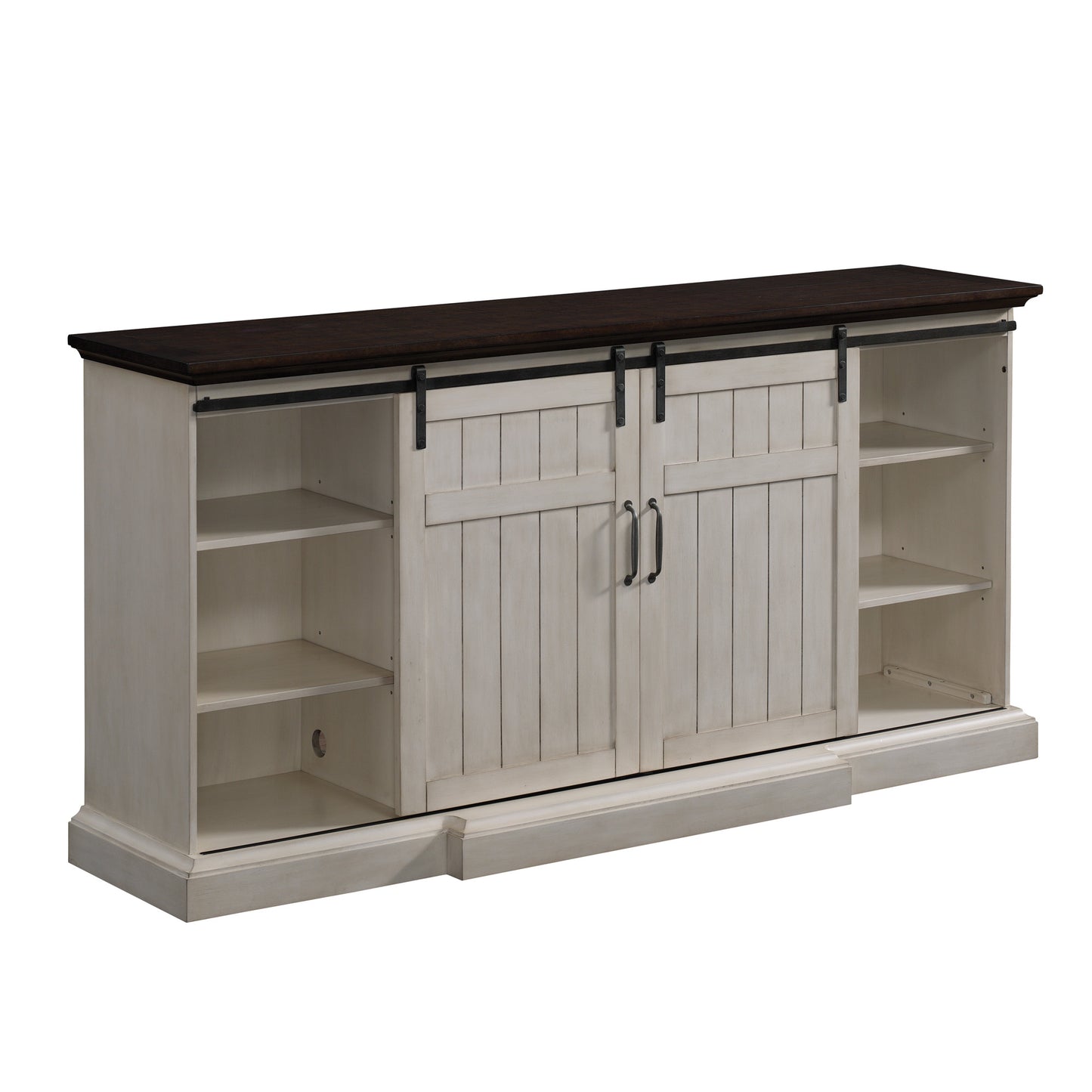 Cabaret TV Stand for TVs up to 80” with 32” 3D Infrared Quartz Electric Fireplace, Weathered White