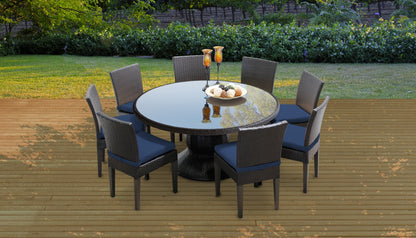 Belle 7 Piece Round Outdoor Patio Wicker Dining Set with Cushions
