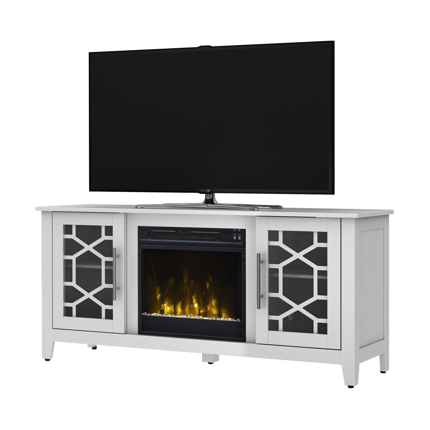Clarion TV Stand for TVs up to 60" with 18" Electric Fireplace, Pure White