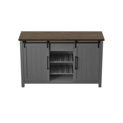 Modern Farmhouse Sideboard with Wine Storage and Sliding Barn Doors