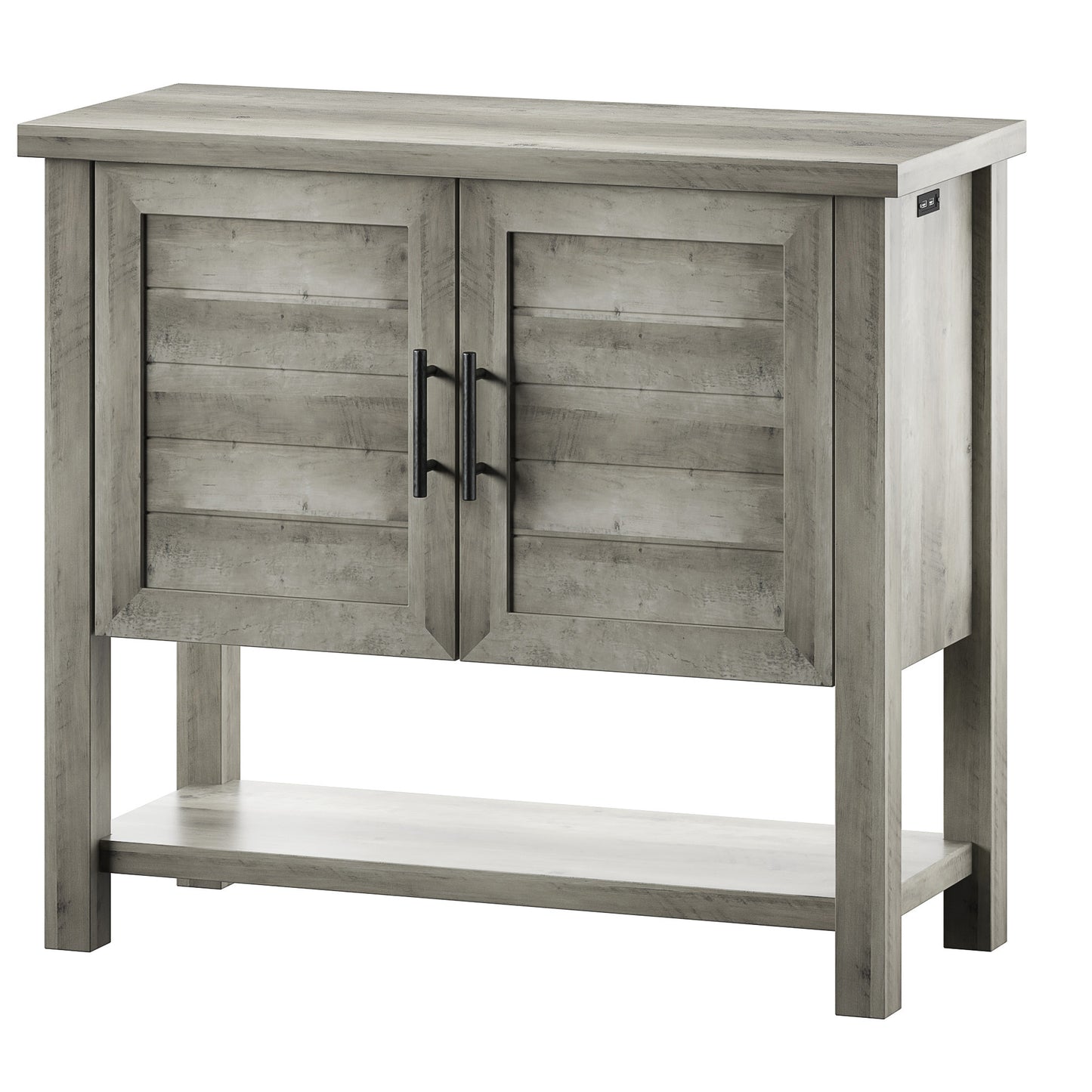 Console Table with USB Charging Ports and Louvered Doors