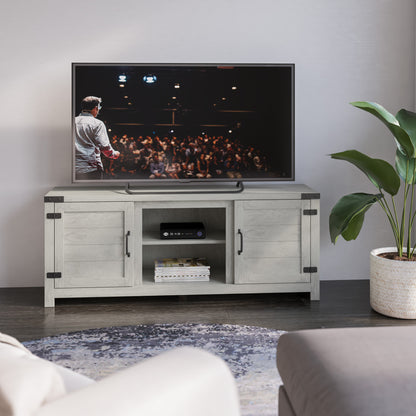 TV Stand for TVs up to 65" with Planked Doors and Nail Head Details