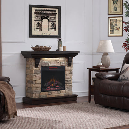 Eugene Wall Electric Fireplace Mantel, Aged Coffee (Electric Fireplace sold separately)