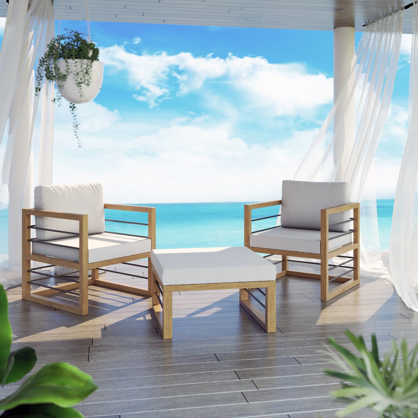 TK Classics 3 Piece Aluminum Outdoor Conversation Set