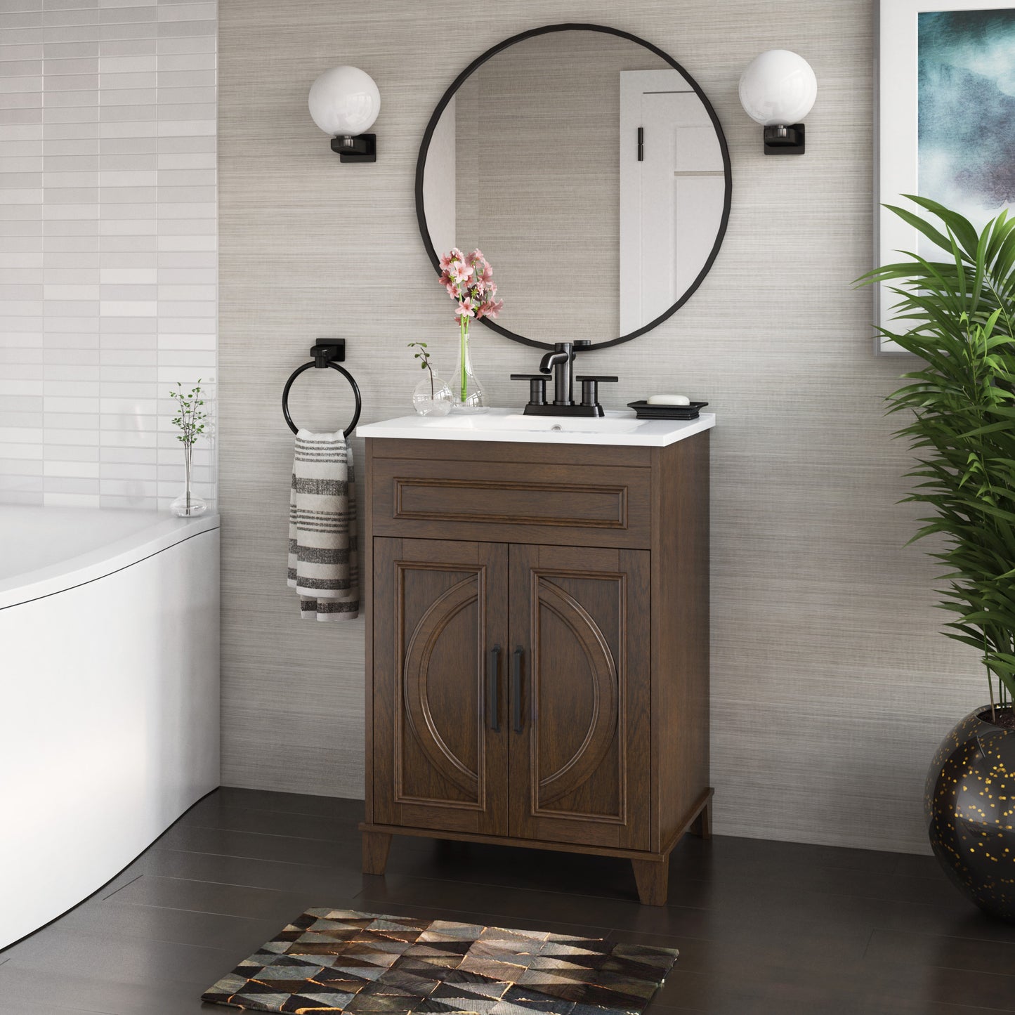 Renton 24" Single Bathroom Vanity with Decorative Mullions