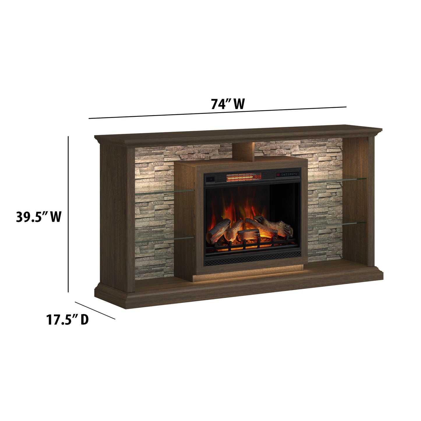 Elena 74" Electric Fireplace TV Stand with LED Accent Lighting