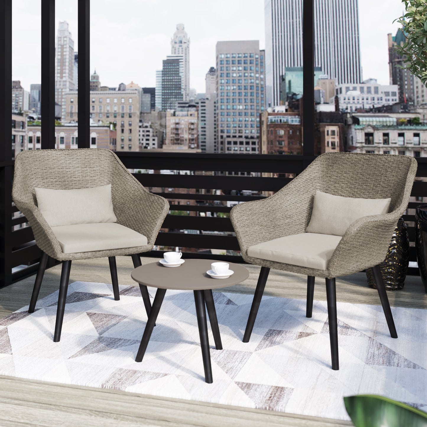 TK Classics Outdoor 3 Piece Conversation Set with Cushions